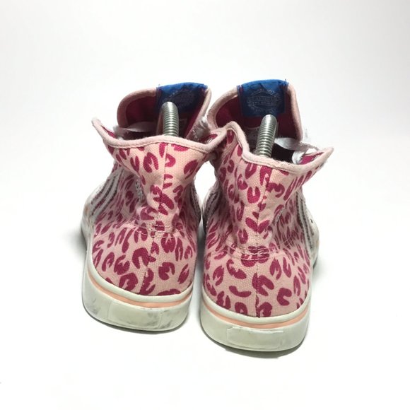Adidas Girl's High Top Sneakers Pink Cheetah Pattern Size 5 GUC - Picture 3 of 9